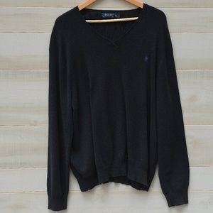 Polo Ralph Lauren Black V-Neck Sweater Size XXL